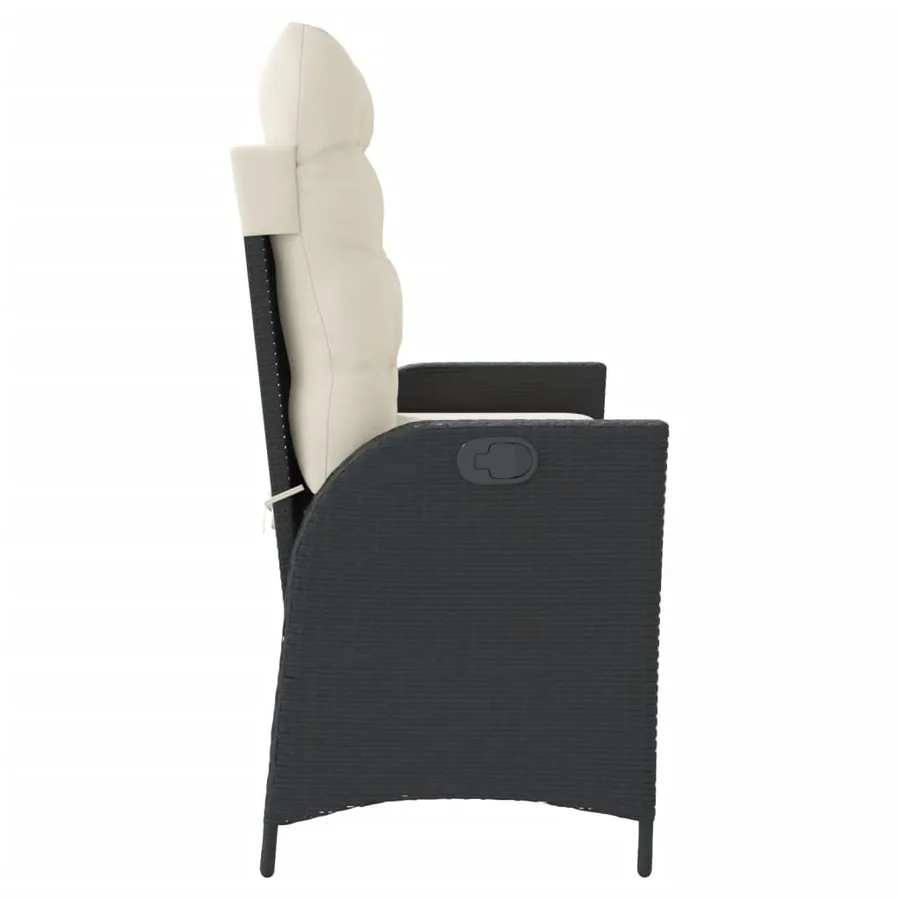 Banc inclinable de jardin avec coussins noir résine tressée - 4