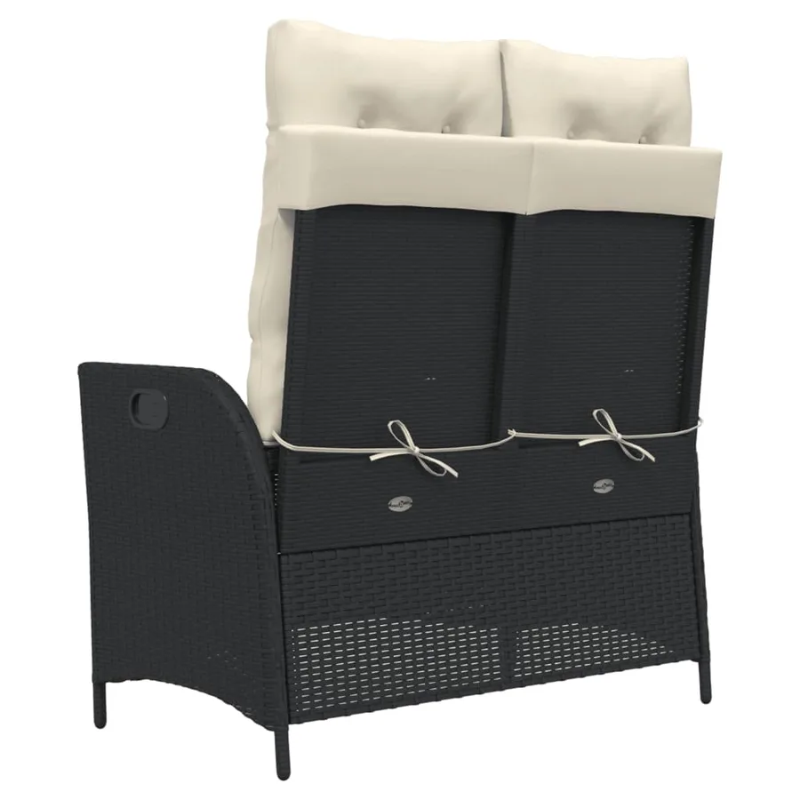 Banc inclinable de jardin avec coussins noir résine tressée - 5
