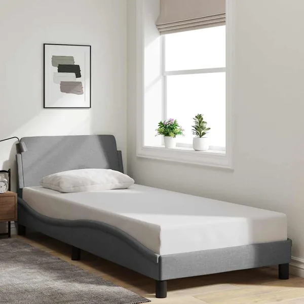 Cadre de lit Dover gris clair 90x190 cm tissu