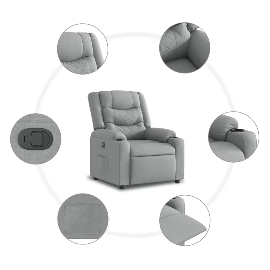 Fauteuil inclinable Gris clair Tissu - 5