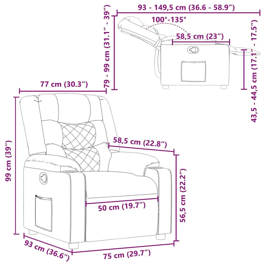 Fauteuil inclinable Noir Similicuir - 11