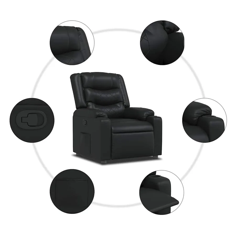 Fauteuil inclinable Noir Similicuir - 5
