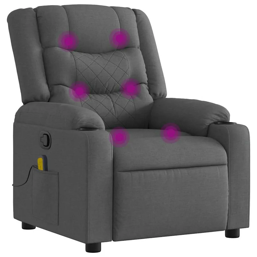 Fauteuil de massage inclinable Gris foncé Tissu - 2