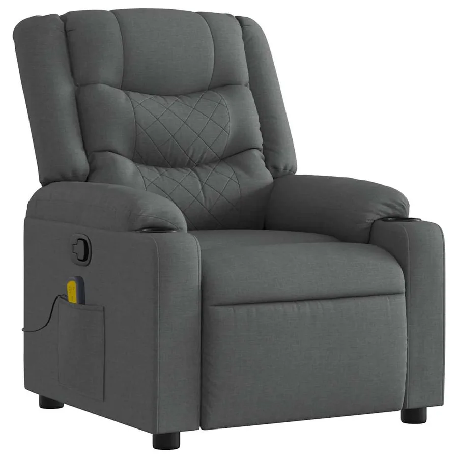 Fauteuil de massage inclinable Gris foncé Tissu - 3