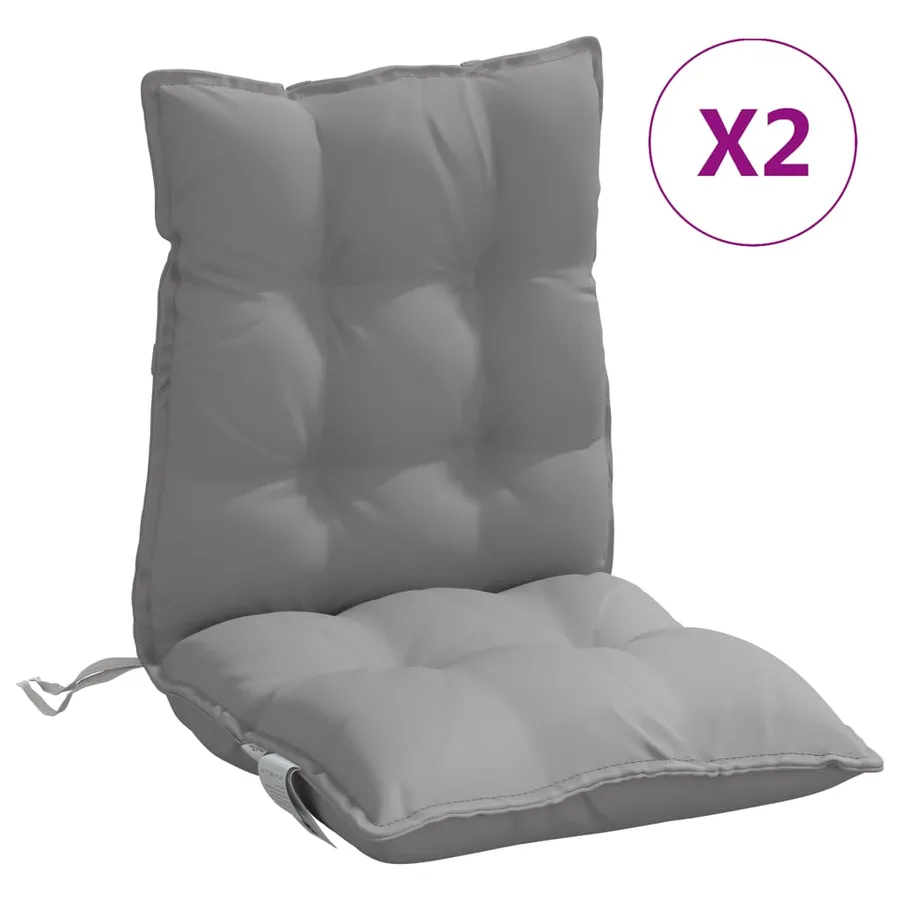 Coussins de chaise à dossier bas lot de 2 gris tissu oxford - 2