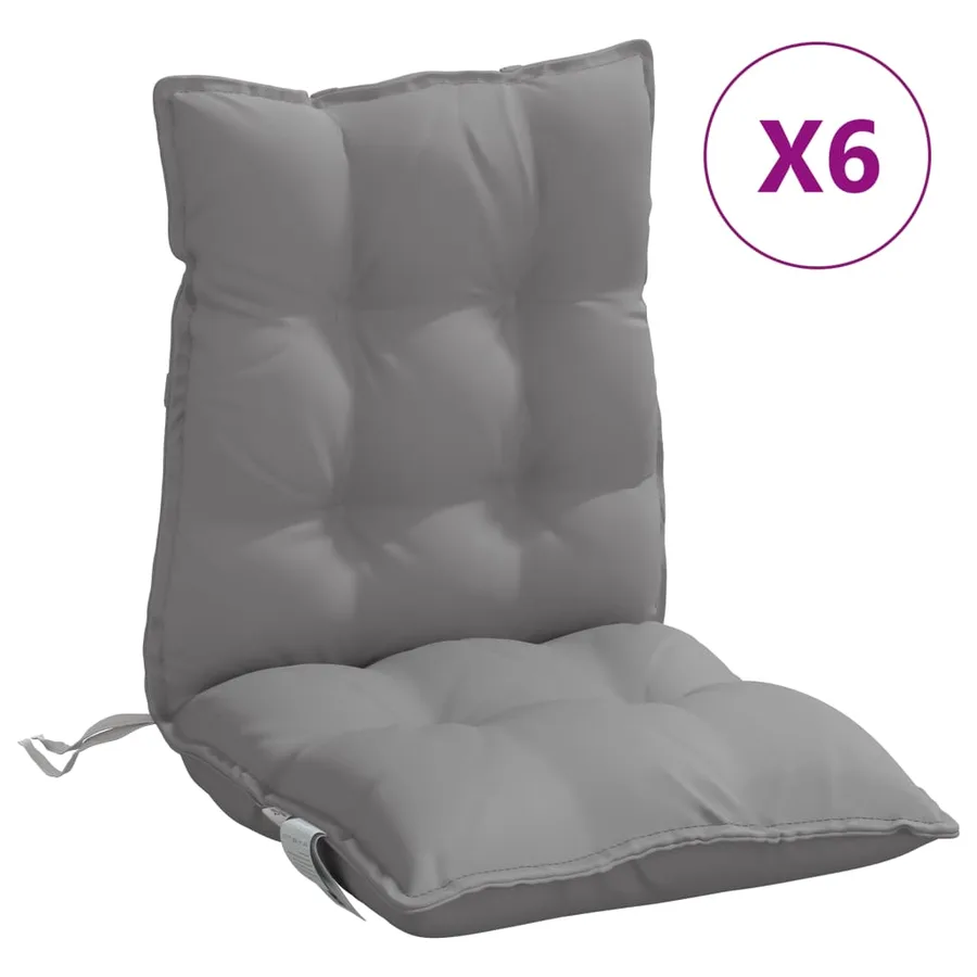 Coussins de chaise à dossier bas lot de 6 gris tissu oxford - 2
