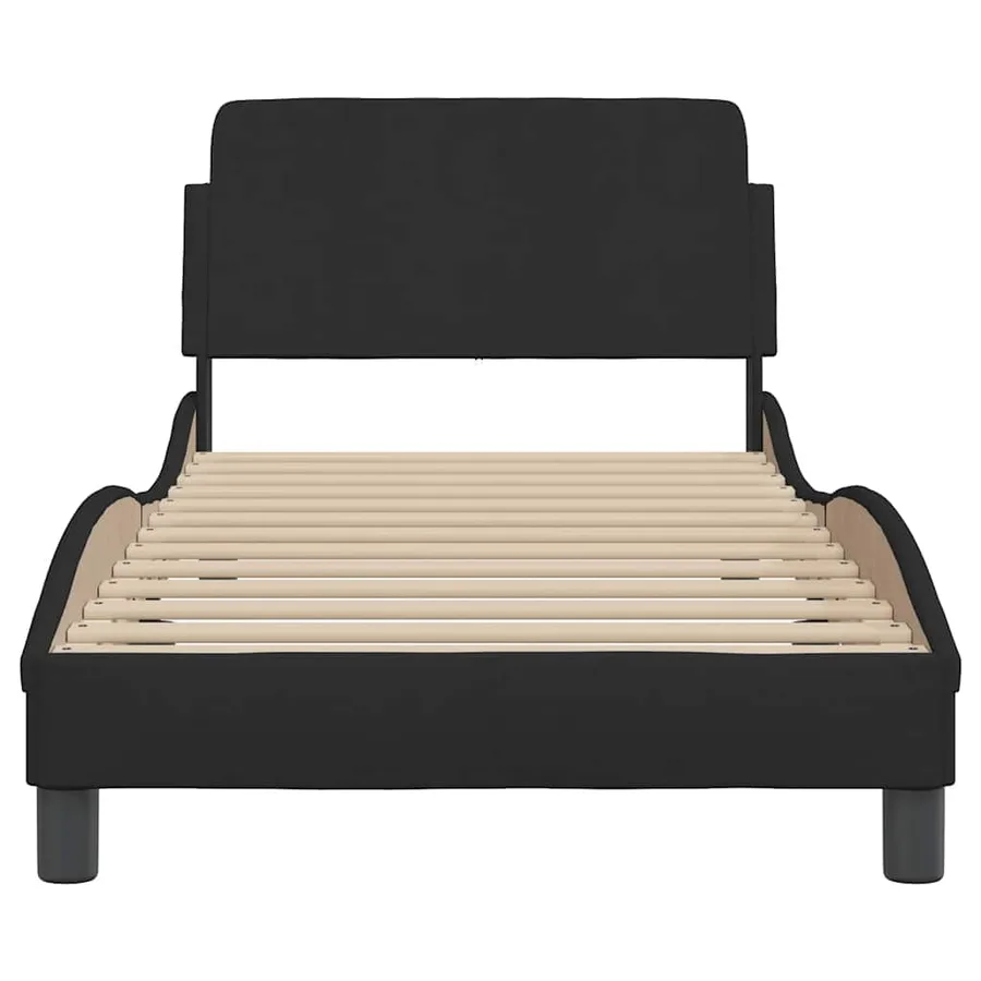 Cadre de lit avec tête de lit Dover noir 90x190 cm tissu - 4