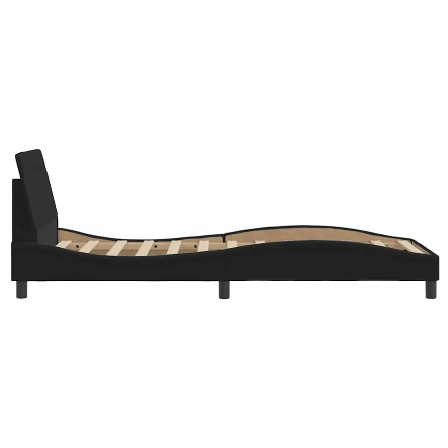 Cadre de lit avec tête de lit Dover noir 90x190 cm tissu - 5