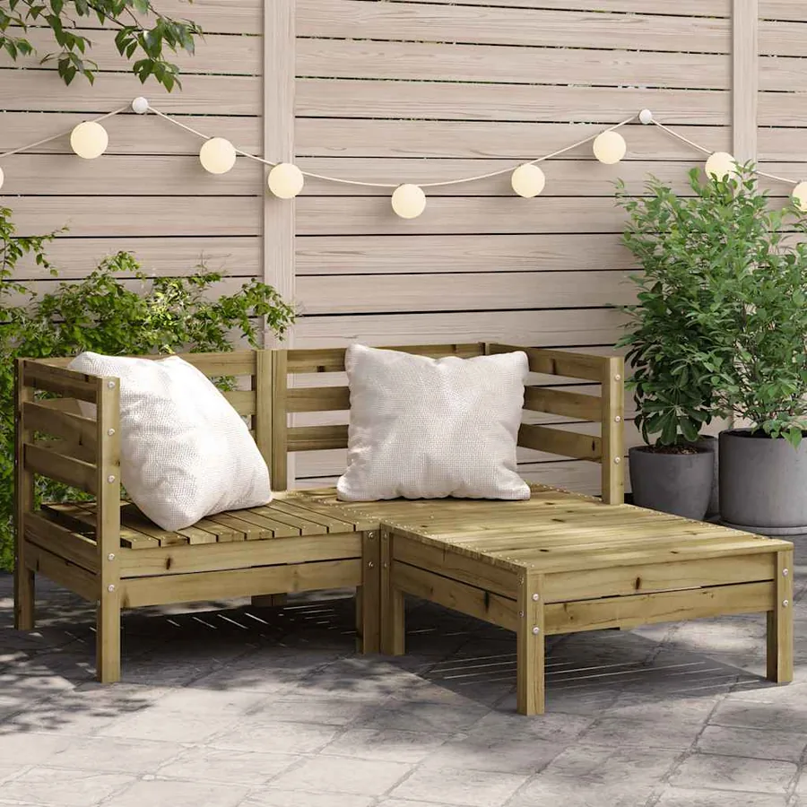 Canapé de jardin 2 places avec repose-pieds bois pin imprégné