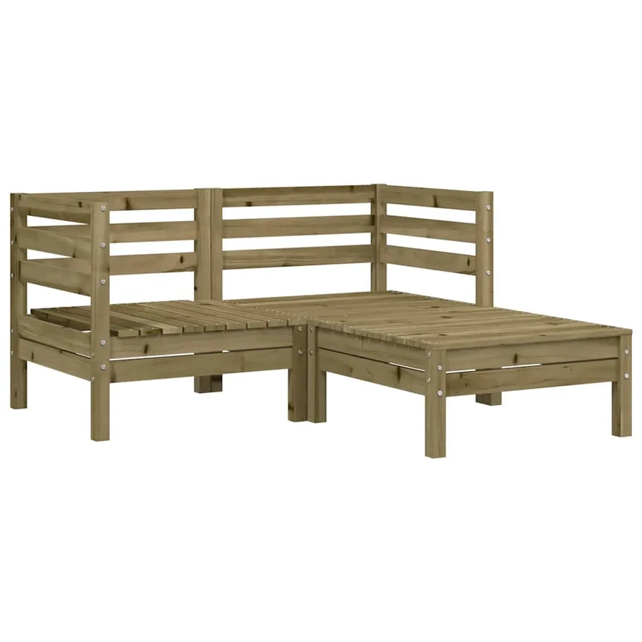 Canapé de jardin 2 places avec repose-pieds bois pin imprégné - 2