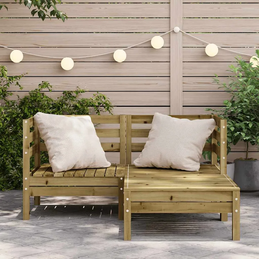 Canapé de jardin 2 places avec repose-pieds bois pin imprégné - 3