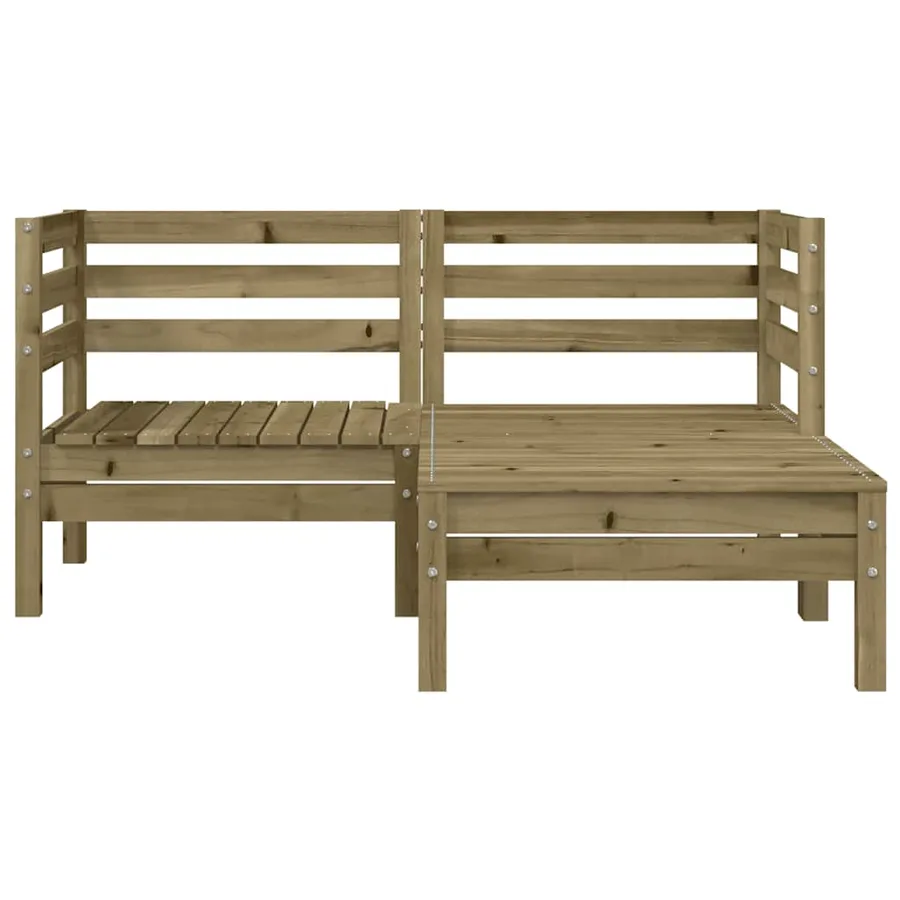 Canapé de jardin 2 places avec repose-pieds bois pin imprégné - 4