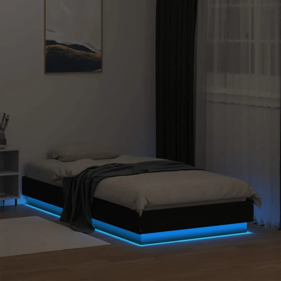 Cadre de lit sans matelas avec lumières LED noir 75x190 cm - 5