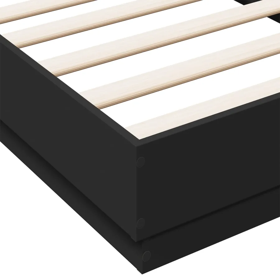 Cadre de lit sans matelas avec lumières LED noir 75x190 cm - 9