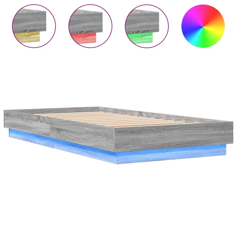 Cadre de lit sans matelas avec lumières LED 75x190 cm - 2