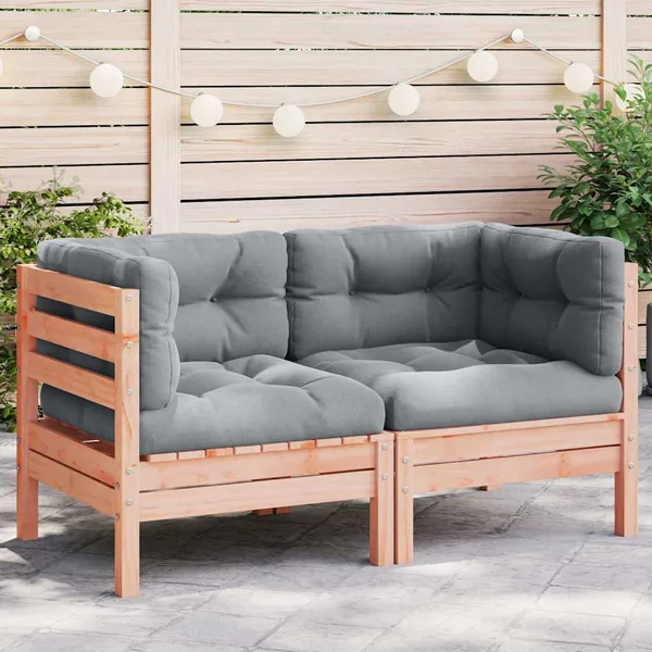 Canapé d'angle de jardin avec coussins 2pcs bois massif douglas