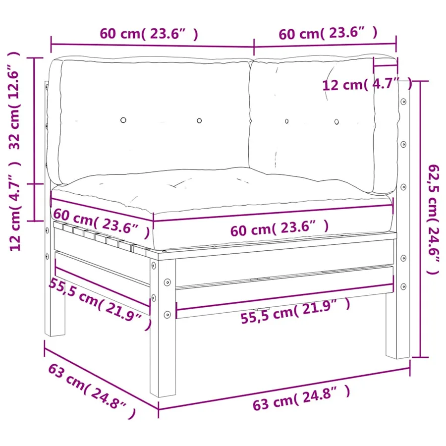 Canapé d'angle de jardin avec coussins 2pcs bois massif douglas - 9