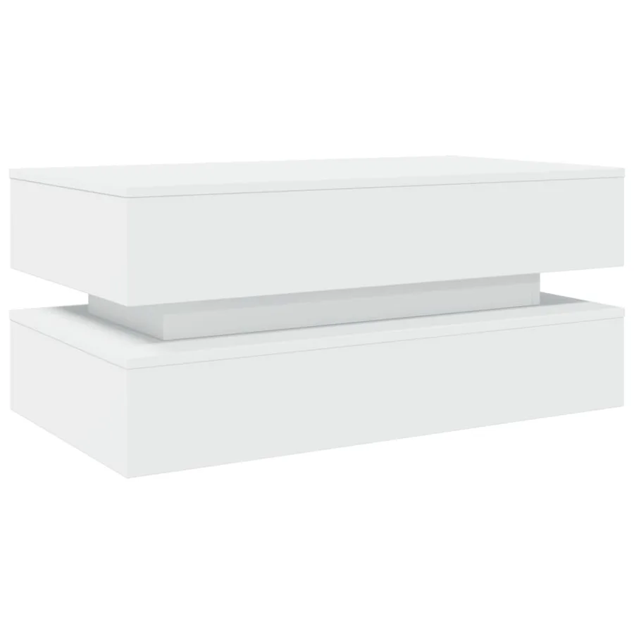 Table basse avec lumières LED blanc 90x50x40 cm - 3