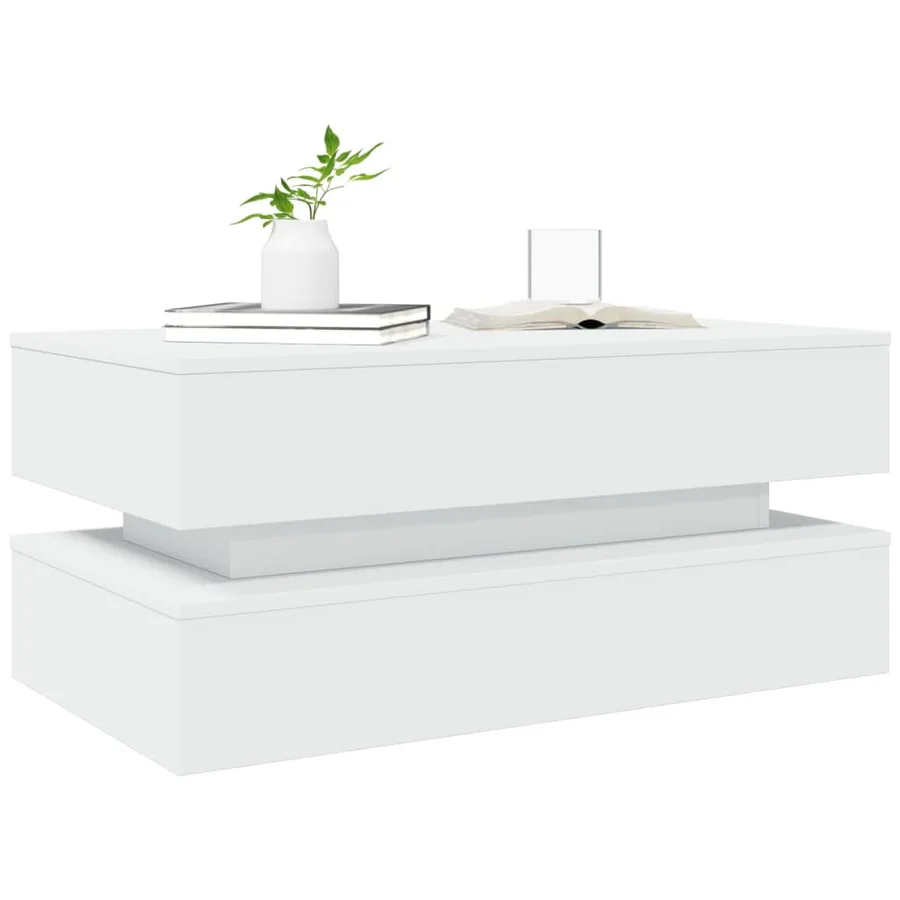 Table basse avec lumières LED blanc 90x50x40 cm - 6