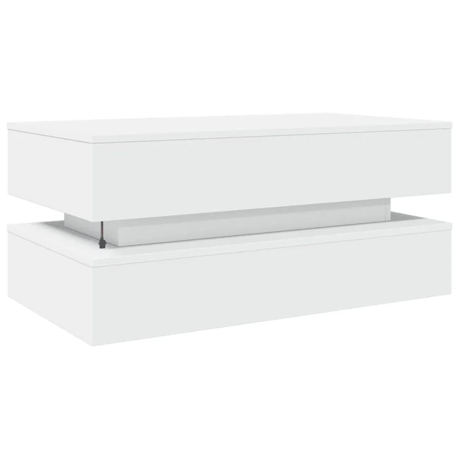 Table basse avec lumières LED blanc 90x50x40 cm - 9