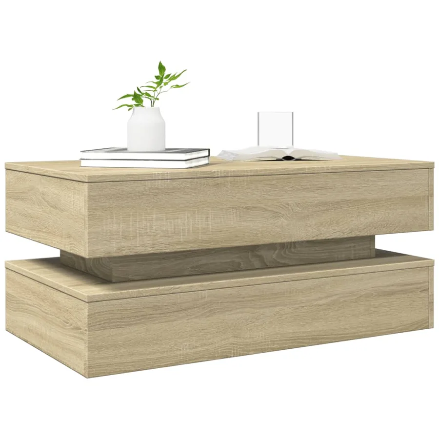 Table basse avec lumières LED chêne sonoma 90x50x40 cm - 6
