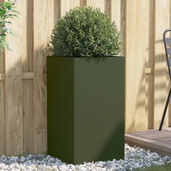 Jardinière vert olive 42x38x75 cm acier