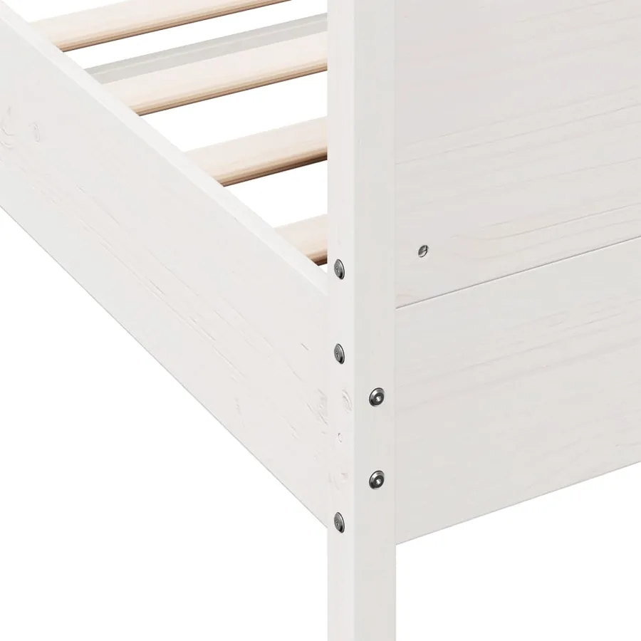 Cadre de lit avec tête de lit blanc 140x200 cm bois pin massif - 7