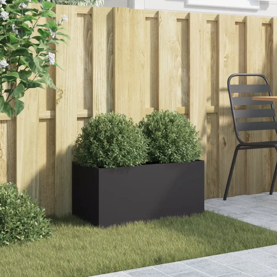 Jardinière noir 62x30x29 cm acier - 3