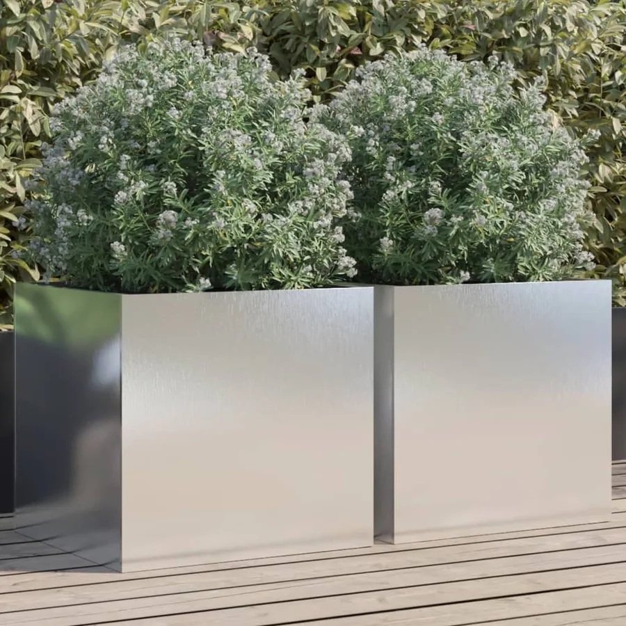 Jardinières 2 pcs argenté 49x47x46 cm acier inoxydable