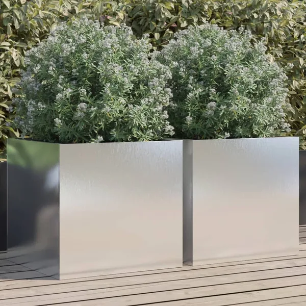 Jardinières 2 pcs argenté 49x47x46 cm acier inoxydable