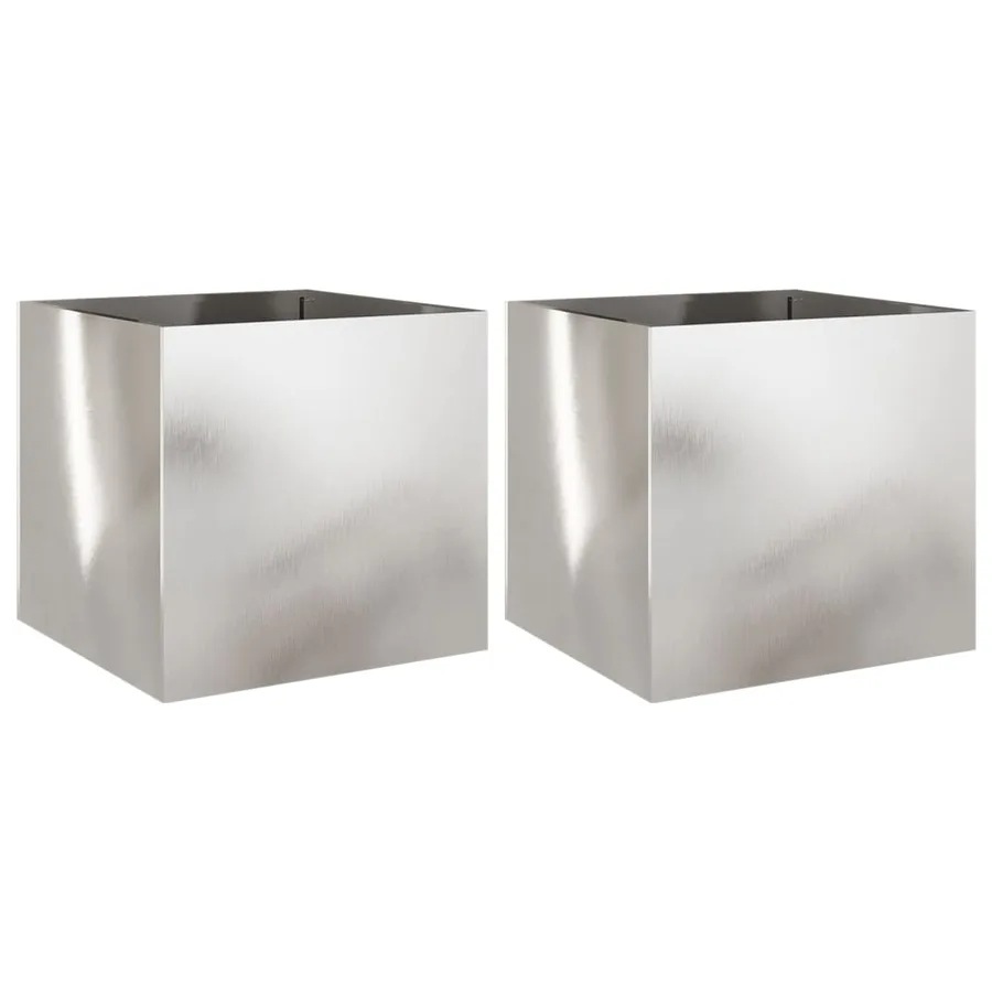 Jardinières 2 pcs argenté 49x47x46 cm acier inoxydable - 2