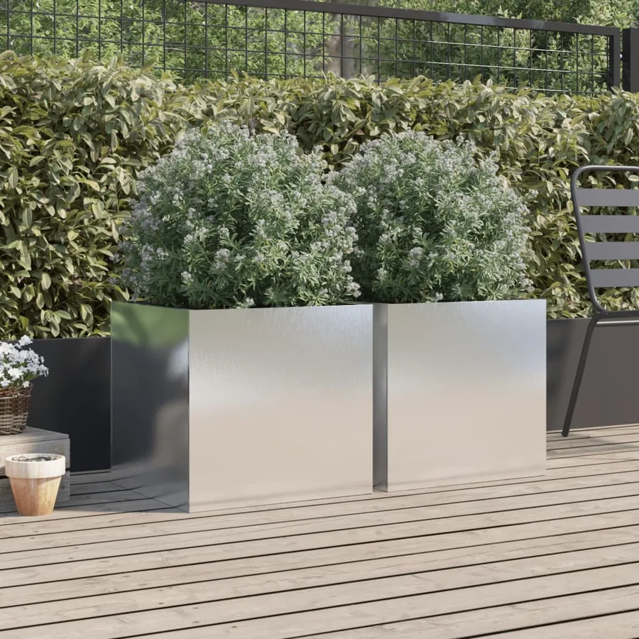 Jardinières 2 pcs argenté 49x47x46 cm acier inoxydable - 3