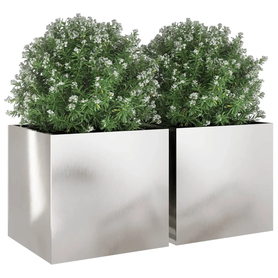 Jardinières 2 pcs argenté 49x47x46 cm acier inoxydable - 4