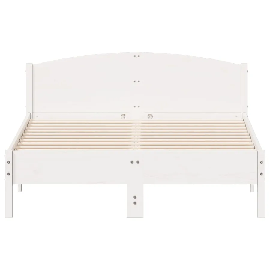 Cadre de lit sans matelas blanc 120x190 cm bois de pin massif - 4