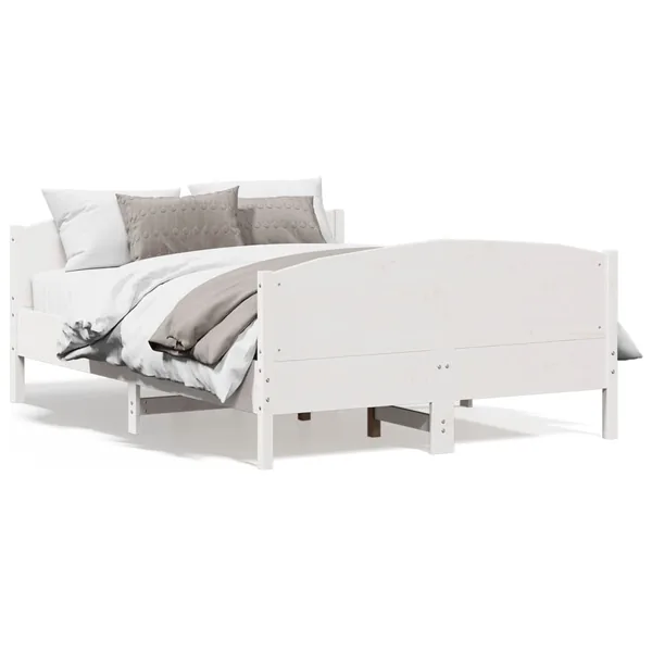 Cadre de lit avec tête de lit blanc 135x190 cm bois pin massif
