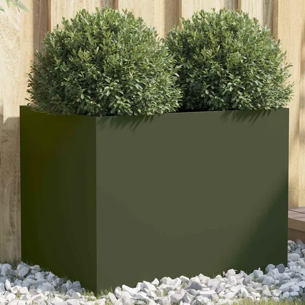 Jardinière vert olive 62x47x46 cm acier
