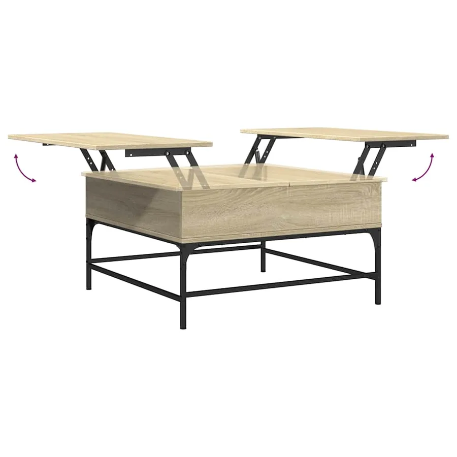 Table basse chêne sonoma 80x80x45 cm bois d'ingénierie et métal - 8