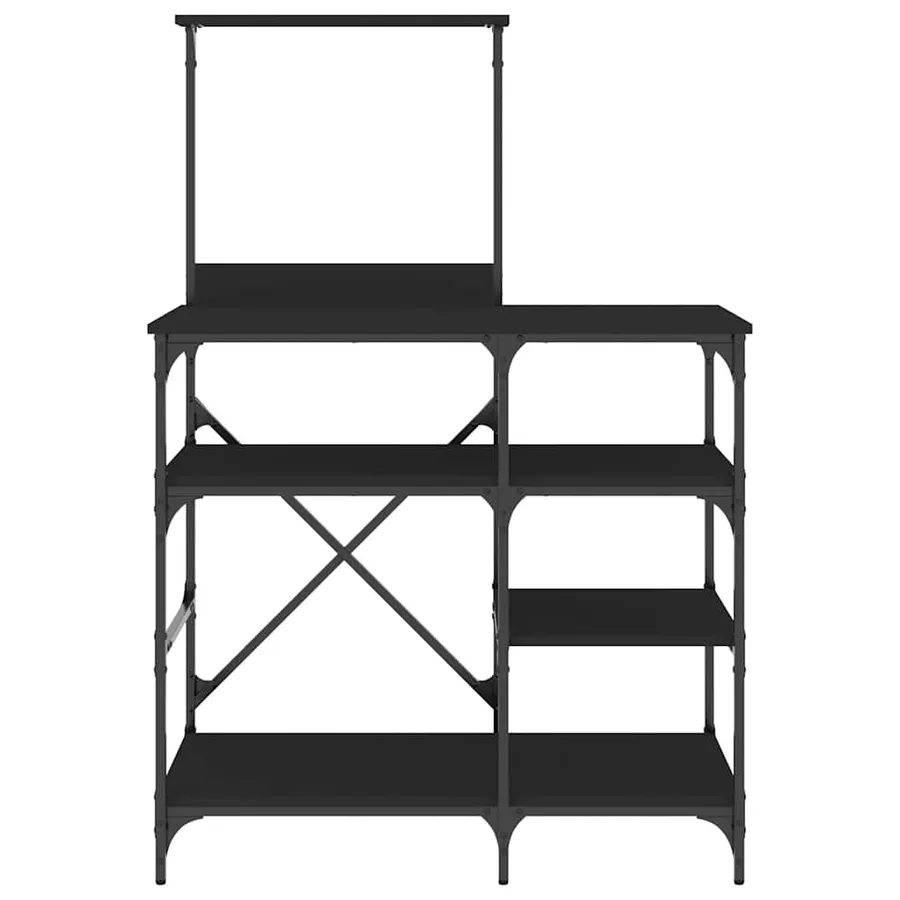 Support de boulanger noir 90x40x132 cm bois ingénierie et métal - 4
