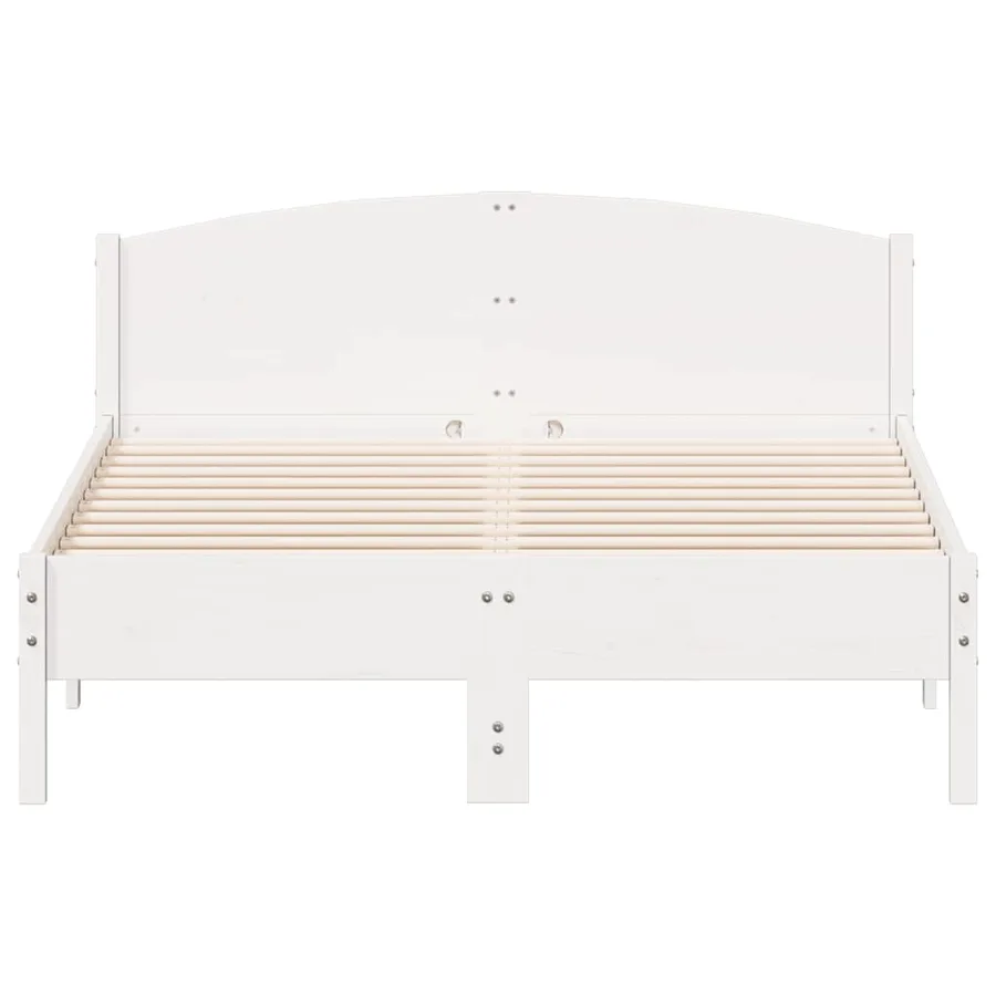 Cadre de lit sans matelas blanc 135x190 cm bois de pin massif - 4
