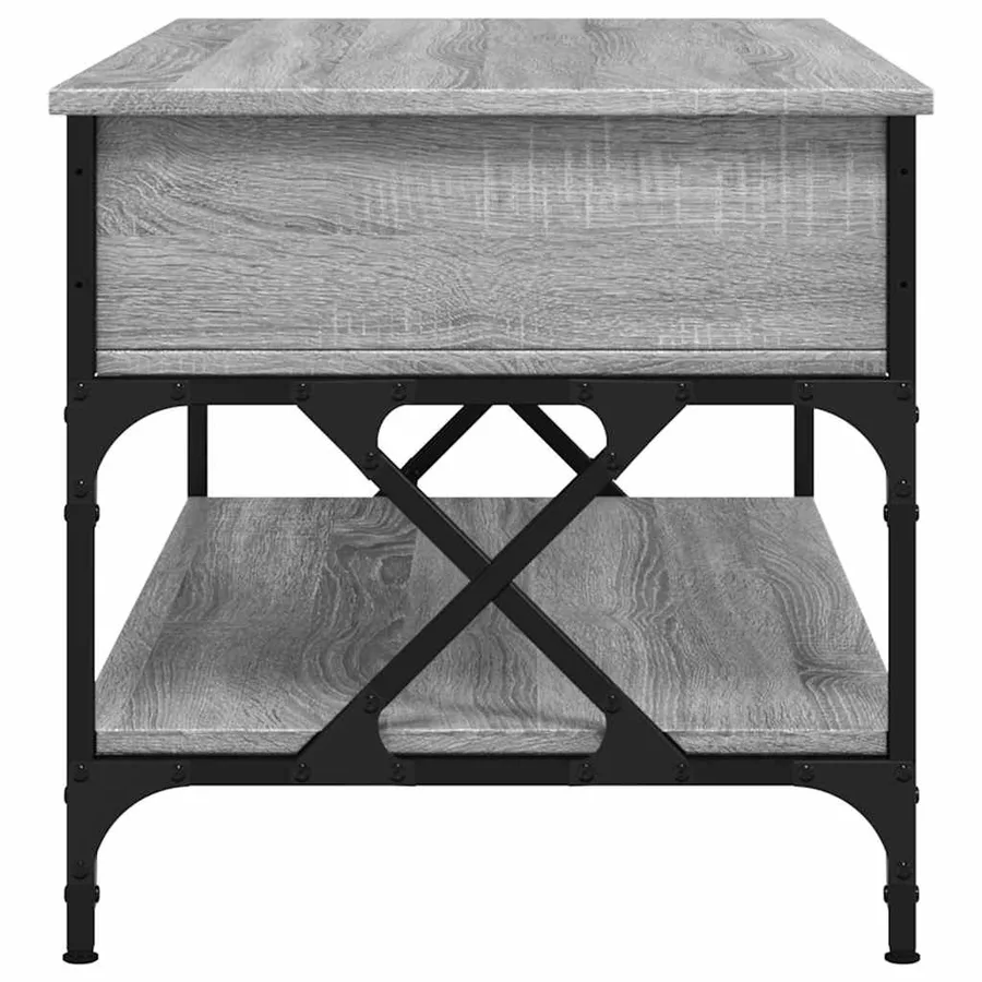 Table basse sonoma gris 100x50x50 cm bois d'ingénierie et métal - 6