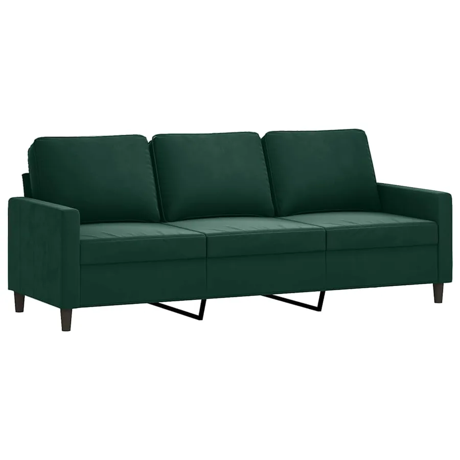 Ensemble de canapés 3 pcs avec coussins vert foncé velours - 5