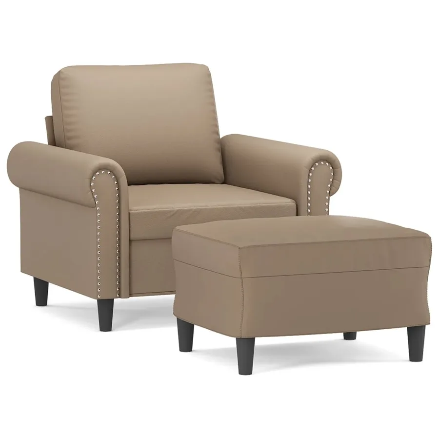 Fauteuil avec repose-pied Cappuccino 60 cm Similicuir - 2