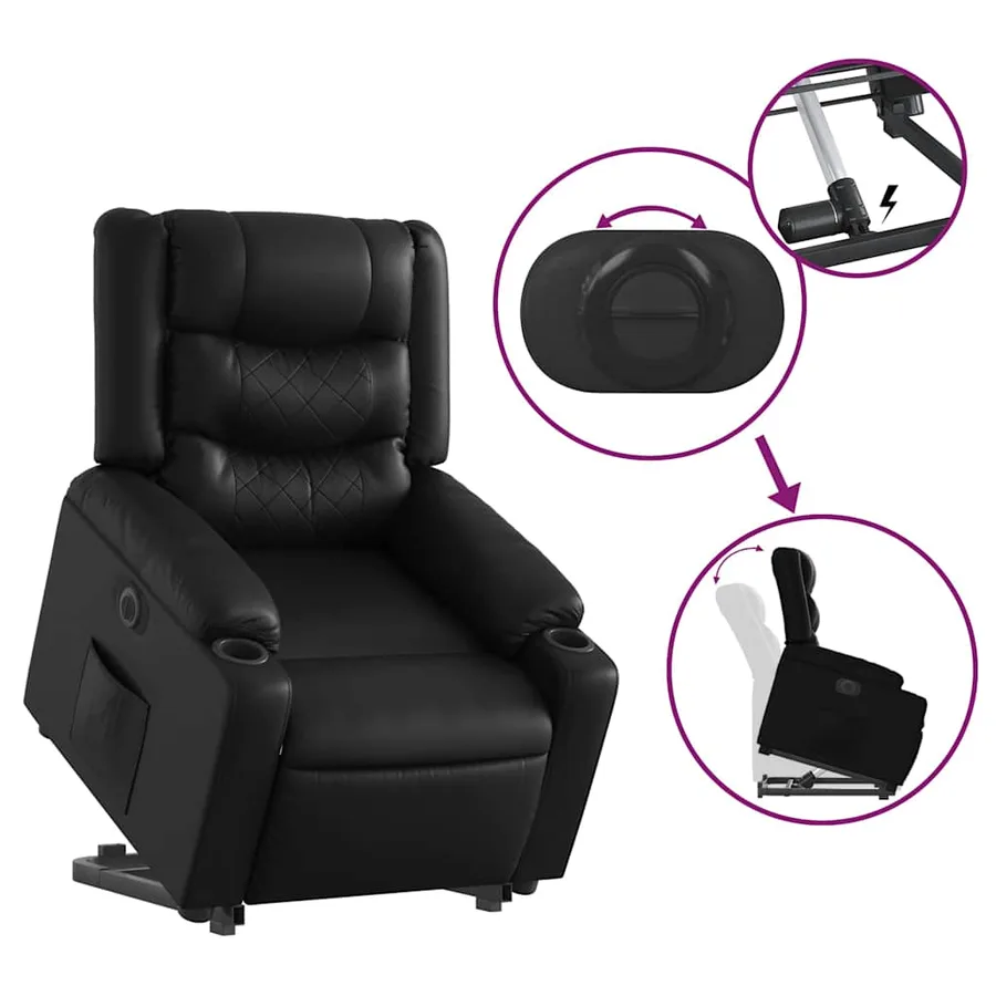 Fauteuil inclinable électrique noir similicuir - 11