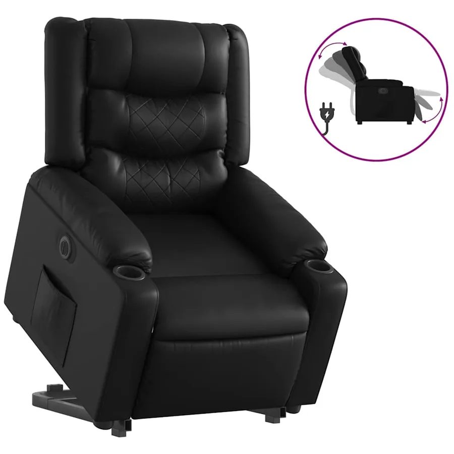 Fauteuil inclinable électrique noir similicuir - 2