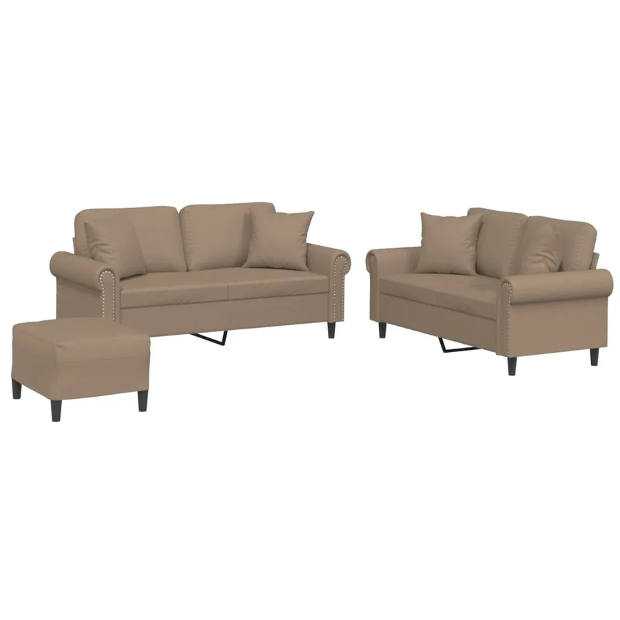 Ensemble de canapés 3 pcs avec coussins cappuccino similicuir - 2