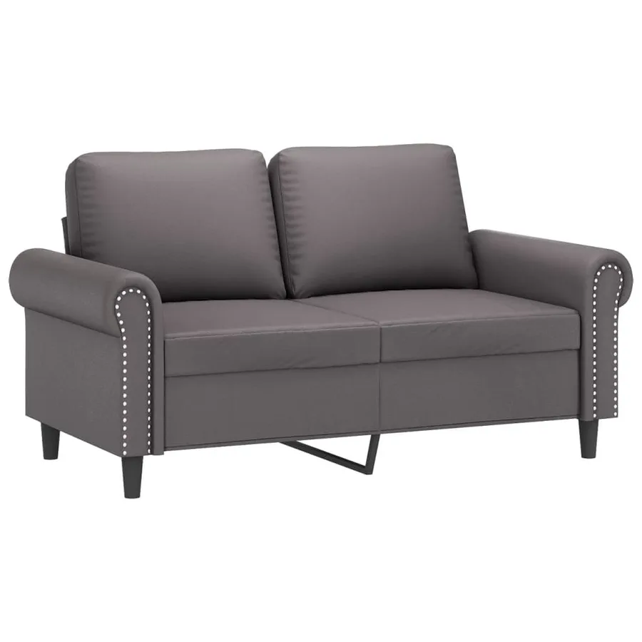 Ensemble de canapés 2 pcs avec coussins gris similicuir - 3