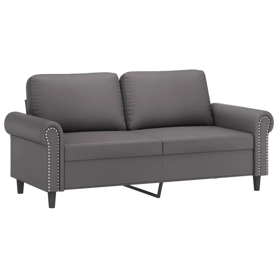 Ensemble de canapés 2 pcs avec coussins gris similicuir - 4