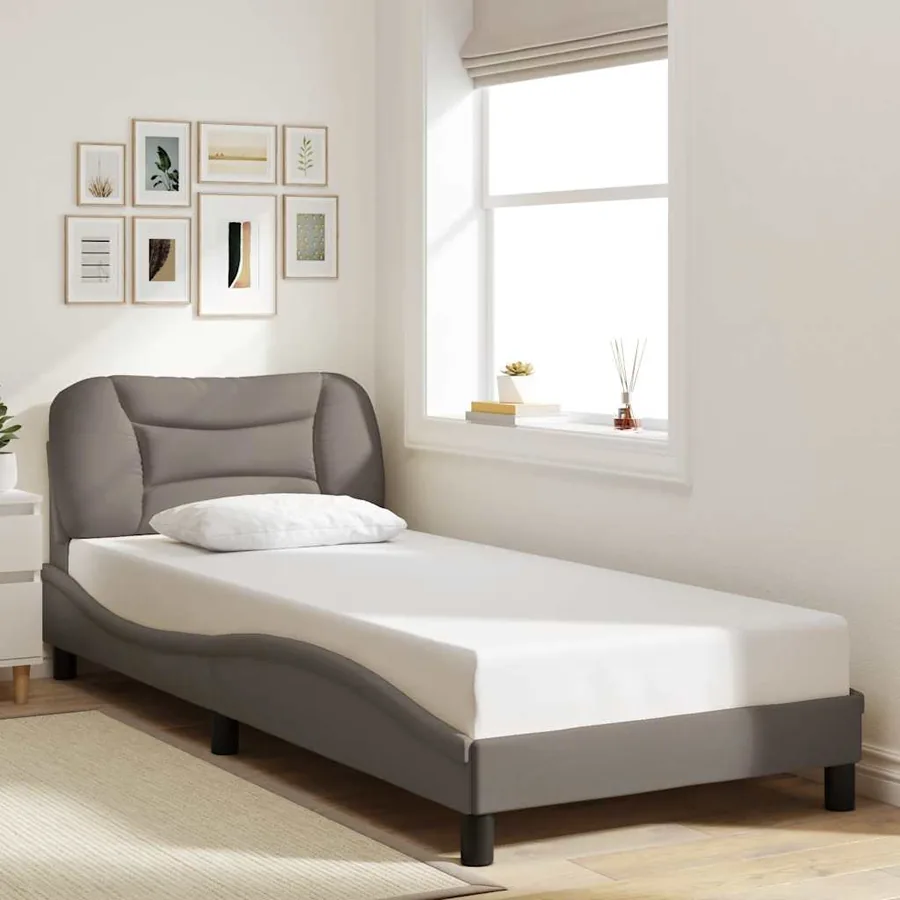 Cadre de lit sans matelas Hvar taupe 90x190 cm tissu