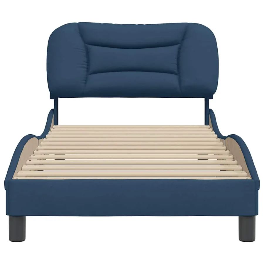 Cadre de lit sans matelas Hvar bleu 90x190 cm tissu - 4