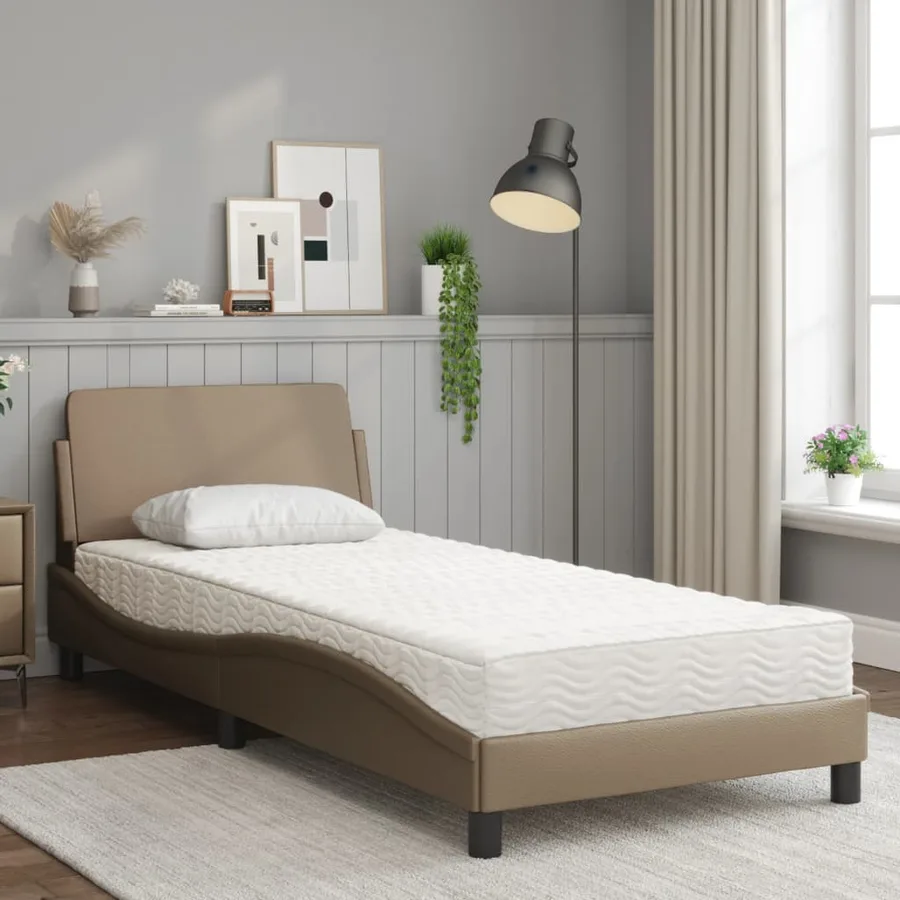 Lit avec matelas Dover cappuccino 90x190 cm similicuir - 3